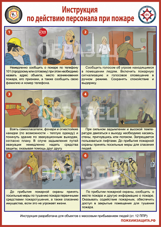 Стенд «Действия персонала в случае пожара»  (министенд А4)